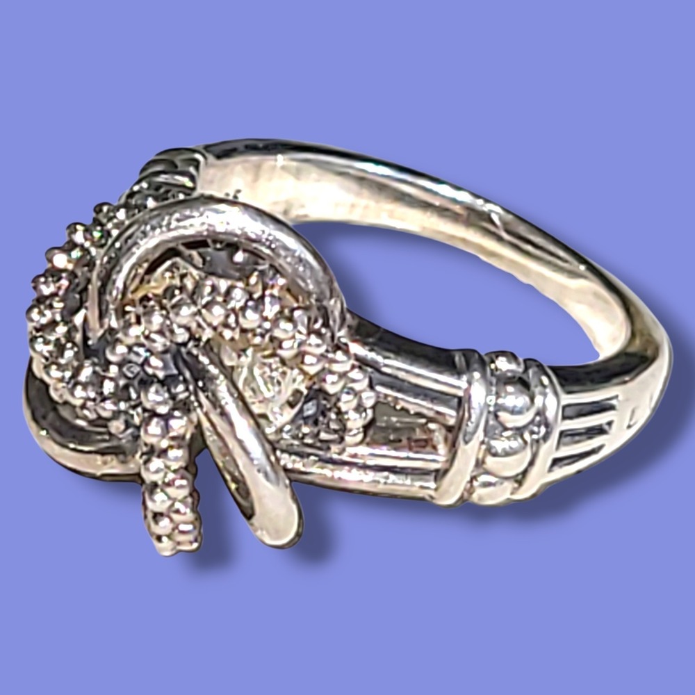 Lagos 925 Sterling Silver Caviar Love Knot Cocktail Ring Size 6